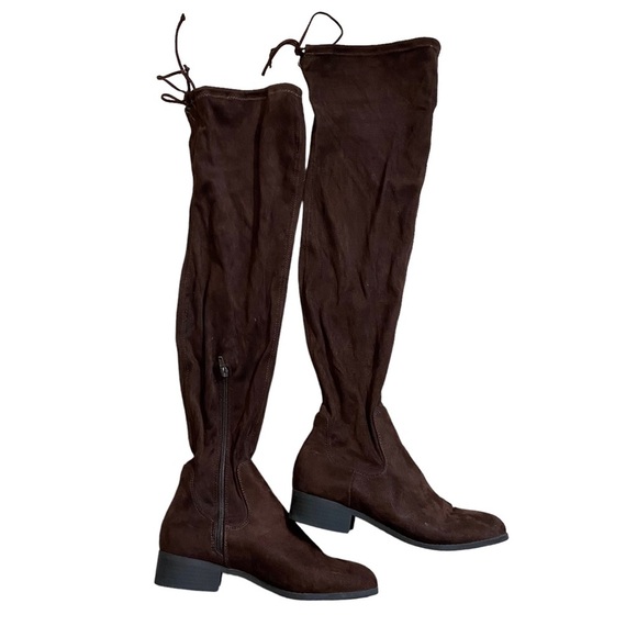 Forever 21 Over the Knee Brown Faux Suede Leather Boots. - Picture 1 of 13